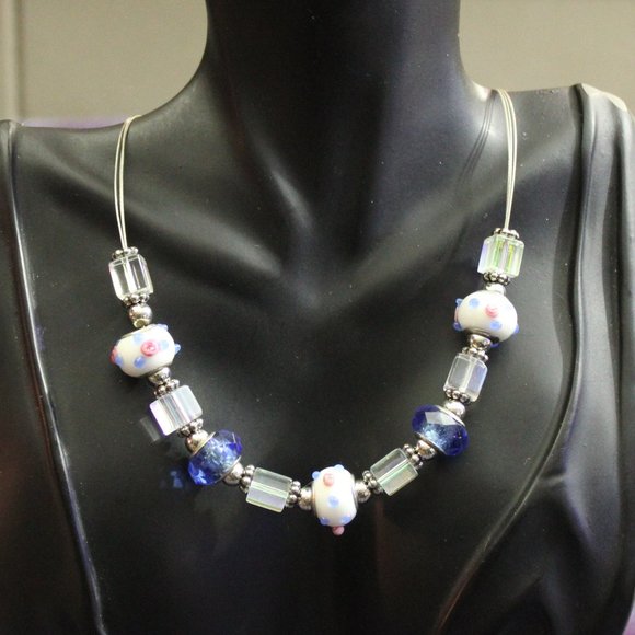 NWT Facets 5th Avenue Art Glass Beaded Necklace - Picture 1 of 6